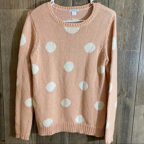 GARNET Hill Blush Pink And White Polka Dot Sweater - Picture 1 of 6